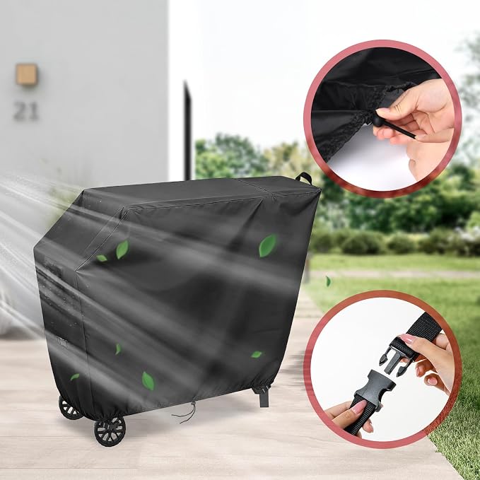 Grill Cart Cover 21x39x33in 600D Waterproof Black