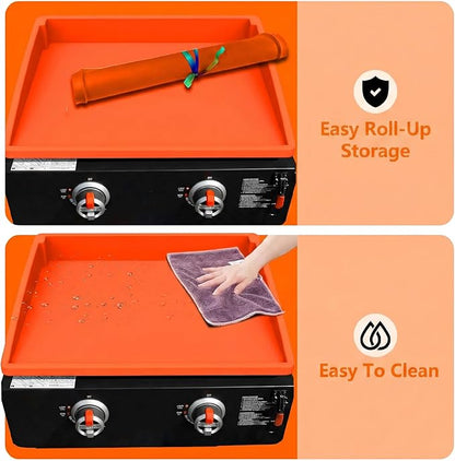 BANGIE 22" Silicone Griddle Mat for Blackstone Accessories - Anti-Warping & UV-Resistant Cover for Tabletop Portable Flat Top Grill, Blocks Condensation Rust (Orange)