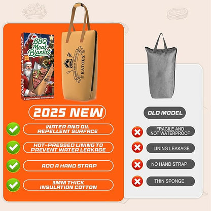 BBQ Blanket for Resting Meat, Smoker Meat Insulated Resting Bag made of Washable Oxford Cloth, Large Brisket Resting Blanket– Gifts for Men, Dad, BBQ Lovers, Christmas Gifts (21in New Brown)