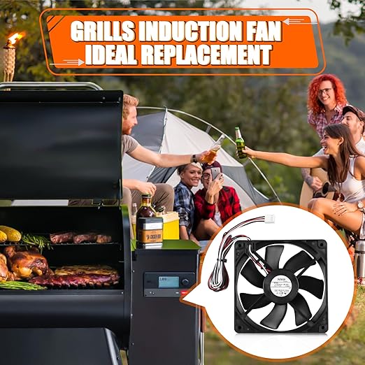 KIT0411 Pellet Grill Induction Fan Motor for Traeger D2 Pro 780 575, Ironwood 650 885, Silverton 620 810, Century 885, Oven Circulation Fan Replacement Part 11925SA-12R-BU, 0.86A 12V DC