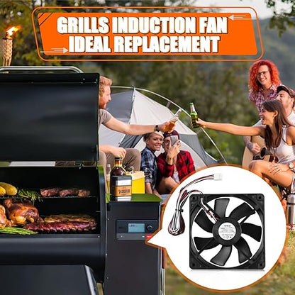 KIT0411 Pellet Grill Induction Fan Motor for Traeger D2 Pro 780 575, Ironwood 650 885, Silverton 620 810, Century 885, Oven Circulation Fan Replacement Part 11925SA-12R-BU, 0.86A 12V DC