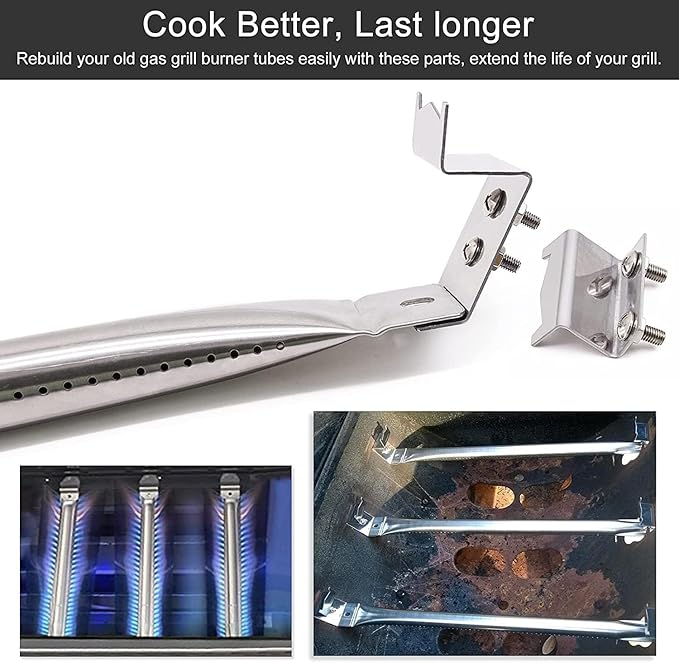 Criditpid Grill Replacement Parts for Char Griller 5050, 5650, 5072, Grease Tray Drip Pan, Heat Plates, Burner Tubes, Hanger Brackets, Ignitor for Char-Griller Replacement, Chargriller 5050 Parts.