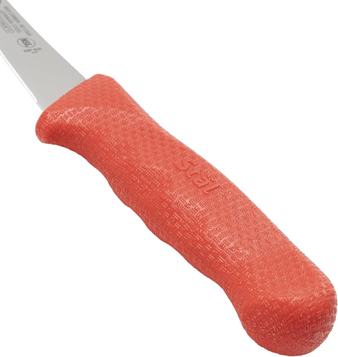 Winco 6" Red Plastic Commercial-Grade Boning Knife | Razor sharp, Restaurant service
