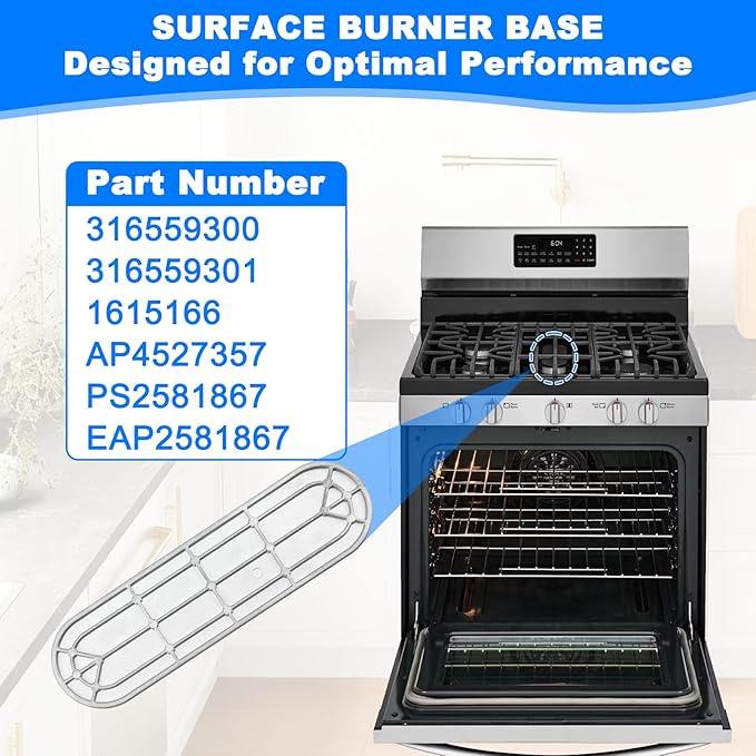 316559300 Surface Burner Compatible with Frigidaire FGF348KCN, BGGF3045RFA, etc, Part Number: 316559301,1615166, AP4527357, PS2581867, EAP2581867