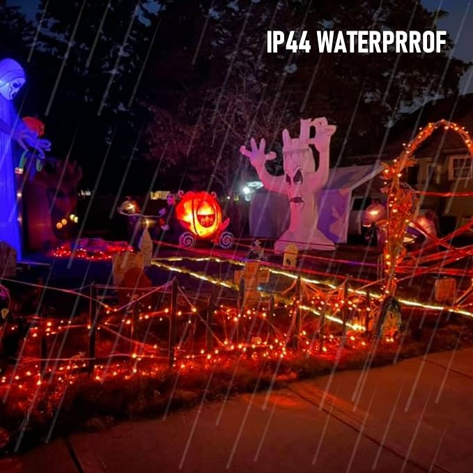 TW SHINE Halloween Lights, 400 LED 132FT Outdoor Halloween Lights Plug in with 8 Modes, Waterproof Light Outdoor, Indoor Decorations for Party Yard Haunted House Decor, Orange