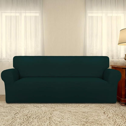 PureFit Stretch Oversized Couch Covers Fleece Sofa Slipcovers Deep Teal | 1-Piece Sofa Cover Washable Soft Couch Protector, Couch Slipcover with Non Skid Foam and Elastic Bottom for Kids, Dogs