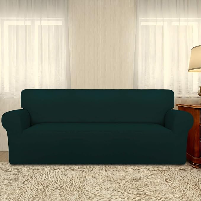 PureFit Stretch Couch Covers for Sofa Large Sofa Slipcovers Deep Teal | 1-Piece Sofa Cover Washable Soft Couch Protector, Couch Slipcover with Non Skid Foam and Elastic Bottom for Kids, Dogs