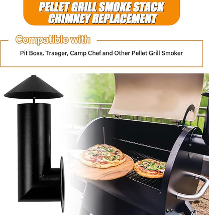 Pellet Grill Smoke Stack Chimney Replacement for Pit Boss Traeger Camp Chef, Replacement Stack Smoker Kits with Umbrella, Gasket, Screw, Locking Washer & Washer