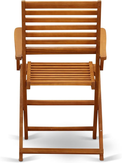 East West Furniture DEBS52CANA 5 Piece Outdoor Patio Dining Sets Includes a Rectangle Acacia Wood Table and 2 Folding Arm Chairs with 2 Side Chairs, 40x72 Inch, Natural Oil