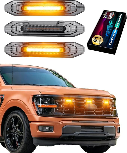 Front Grill Raptor Lights for Ford F150 2024 2025 2026 (Yellow, XL) | 5th Gen F150 Grille Marker Lights, Waterproof F150 LED Lights Accessories, Snap-in Installation, OEM Style, Off-road Driving