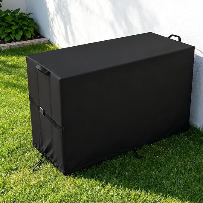 Outdoor Storage Box Cover-47.6"L x 21.2"W x 24.8"H | Waterproof Outside Patio Storage Bench Deck Boxes Covers Resin Storage Bin Cover