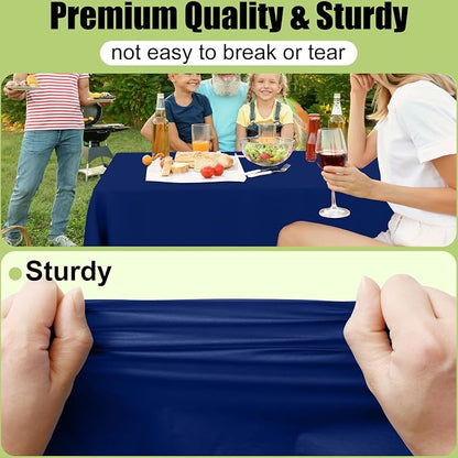 Smiry Disposable Table Cloth - 6 Pack, 54 x 78 Inch Waterproof Rectangle Tablecloths for Parties, Decorative Plastic Table Cover, Leakproof & Sturdy, Navy