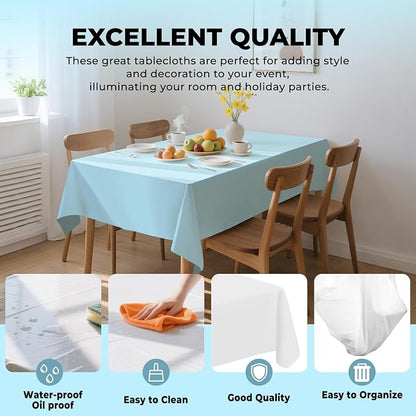 54 Inch X 300 Feet Plastic Table Cover Roll Premium Disposable Plastic Tablecloth for All Type/Shape Tables | Picnic, Party, Banquet, Birthdays, Weddings (Light Blue, 54 Inch X 300 Feet)