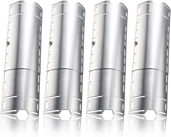4 Pack Universal Grill Heat Plates, Grill Burner Covers Replacement Parts for Gas Grill, Extends from 12" up to 18" Adjustable Stainless Steel Grill Heat Shield, Flame Cover