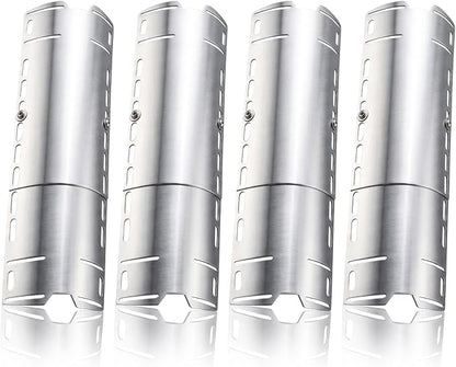 4 Pack Universal Grill Heat Plates, Grill Burner Covers Replacement Parts for Gas Grill, Extends from 12" up to 18" Adjustable Stainless Steel Grill Heat Shield, Flame Cover