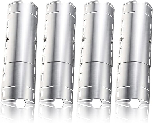 4 Pack Universal Grill Heat Plates, Grill Burner Covers Replacement Parts for Gas Grill, Extends from 12" up to 18" Adjustable Stainless Steel Grill Heat Shield, Flame Cover