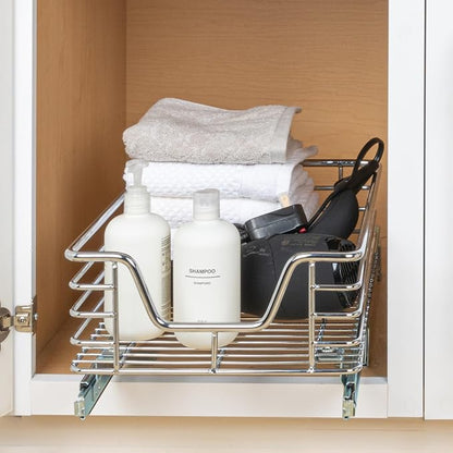 Household Essentials Chrome-Plated Steel Under-Cabinet Pull-Out Organizer