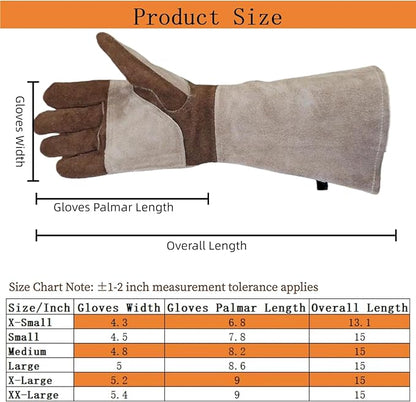 Leather Welding Gloves for Men – Long Fireproof & Heat Resistant Work Gloves for Welding, BBQ, Fireplace, Oven, Baking, Stove, Pot Handling, Yard Work, Thorn Proof (Brown, XXL)