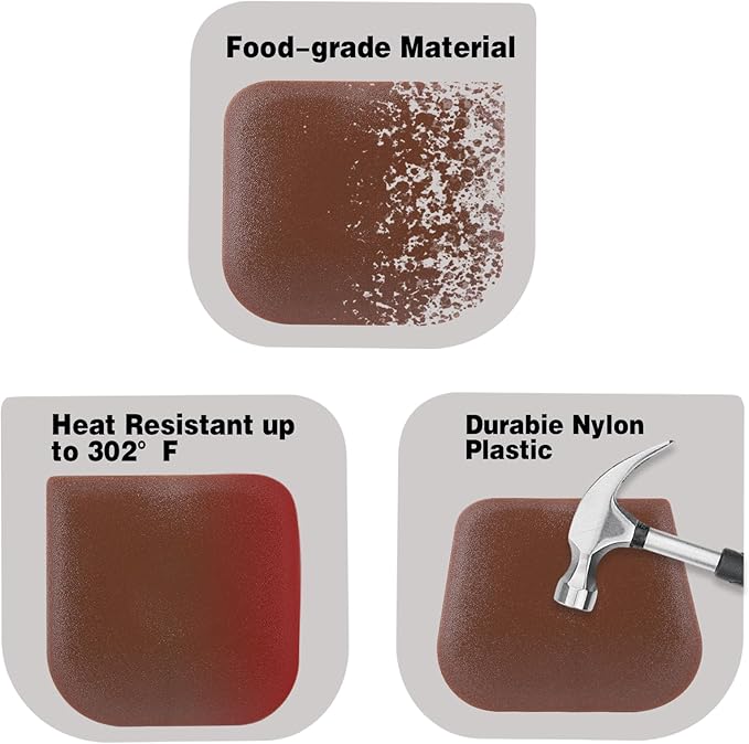 10 Pcs Pan Scrapers,Plastic Scraper Pot and Pan Cleaning Tools Brown Kitchen Scraper for Pot,Wok,Skillet,Grill