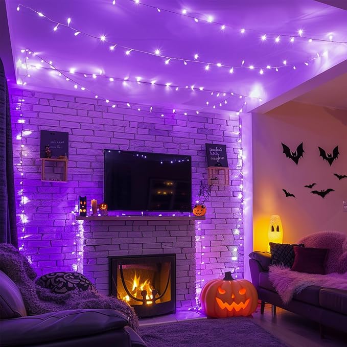 JMEXSUSS 400 LED Purple Halloween Lights Outdoor, Purple String Lights | 132 Ft Purple Christmas Tree Lights Indoor for Garden Patio Party Bedroom Christmas Decor, Plug in with Remote, 8 Modes