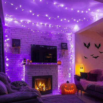 JMEXSUSS 400 LED Purple Halloween Lights Outdoor, Purple String Lights | 132 Ft Purple Christmas Tree Lights Indoor for Garden Patio Party Bedroom Christmas Decor, Plug in with Remote, 8 Modes