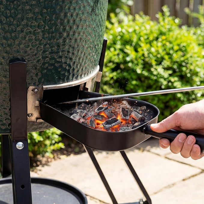 Chengu 5-Piece Charcoal Grill Ash Tool Set with Ash Pan, Poker Rake, Grate Lifter, Scraper & Brush for Charcoal Smoker and Wood Burning Stove, Stainless Steel BBQ Cleaning Kit