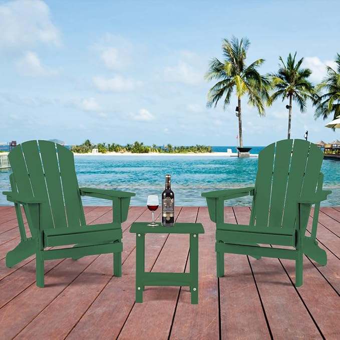 Apolimi Adirondack Outdoor Side Table, 2-Tier Sturdy Patio End Table Weather Resistant, 16.5" Solid Side Table for Patio, Pool, Porch