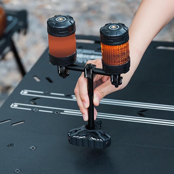 Drfeify Aluminum Camping Light Stand, Portable Outdoor Lamp Holder with Triangular Base for Tent Backyard BBQ Picnic Hiking