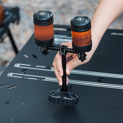 Drfeify Aluminum Camping Light Stand, Portable Outdoor Lamp Holder with Triangular Base for Tent Backyard BBQ Picnic Hiking
