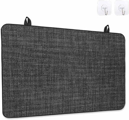 Stove Top Covers for Electric Stove 31x24 Inches, Vintage Black Solid Color HeatResistant Glass Cooktop Protector, Farmhouse Retro Linen Texture Ceramic Stovetop Countertop Covers Mat, Oven Cover