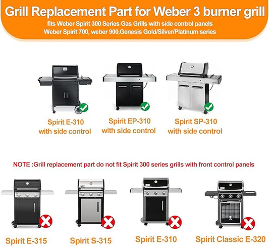 SafBbcue Grill Parts Kits for Weber Spirit 300 700 900 Genesis Silver/Gold B/C Gas Grills,7536 Flavorizer Bars&65945 Burner Tube& 7508 Igniter for Weber Spirit Genesis E310 with Side Mounted Control