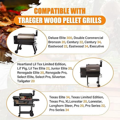 Digital Pro Controller for Traeger Wood Pellet Grills, Replacement Parts Kit BAC365 Thermostat Control Panel with 2PC Waterproof Meat Probe and 7" RTD Temperature Sensor Smoker Accessories