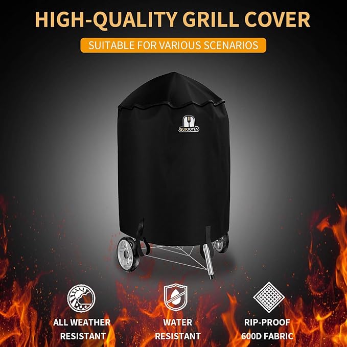 Grill Cover for Weber Charcoal Kettle, 18 Inch BBQ Grill Covers, Heavy Duty Waterproof Barbecue Accessories