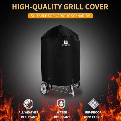Grill Cover for Weber Charcoal Kettle, 18 Inch BBQ Grill Covers, Heavy Duty Waterproof Barbecue Accessories