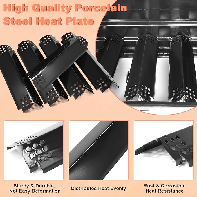 Grill Replacement Parts for Nexgrill 5 Burner 720-0888 720-0888A 720-0888N 720-0882S Porcelain Steel 5 Pack Heat Shield Plate, Grill Burner Igniter for Home Depot Nexgrill Replacement Kit