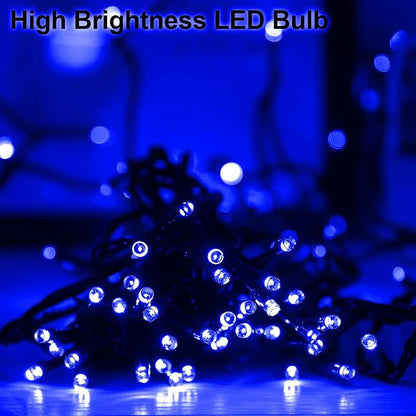 Solar Christmas String Lights, Blue 200Led, Outdoor Waterproof | 2 Pack Total 400Led 144Ft 8 Mode, IP44 Outside Fairy Lights for Tree, Garden, Patio, Lawn, Party, Yard Decorations