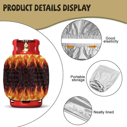 Camper Propane Tank Cover Fire Web Outdoor 600D Heavy Duty Waterproof Covers Fits Standard 20 lb Cylinder, 13.7'' x 16.5'' for Rv Trailer