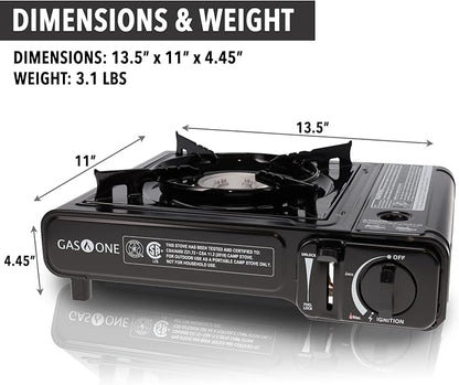 GasOne GS-1000 7,650 BTU Portable Butane Gas Stove Automatic Ignition with Carrying Case, CSA Listed