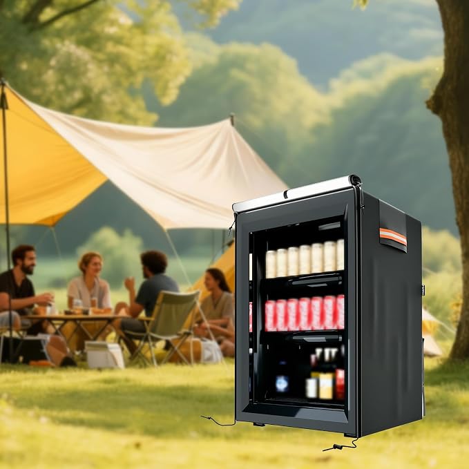 EVRBUL Upright Mini Freezers Cover,Outdoor Refrigerator Black Cover, Beverage Beer Refrigerator Protection Compatible with most 3.0 Cubic Compact Mini Freezer (22''Lx23.2''Wx34.2''H)