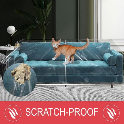 LAMINET Thick Crystal Clear Heavy-Duty Water Resistant Sofa/Couch Cover - Perfect for Protection Against CAT/Dog Clawing, Kids and Grandkids- Sofa - 42" BH x 18" FH x 96”W x 40”D
