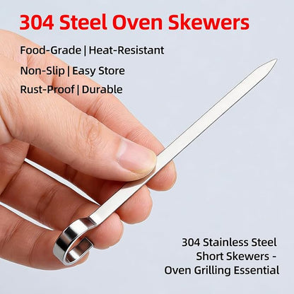 40PCS Kabob Skewers Flat Metal BBQ Barbecue Skewer 7" short Stainless Steel Shish Kebob Sticks Wide Reusable Grilling Skewers Set for Meat Shrimp Vegetable, Set of 40 with box (4.75inch 40PCS)