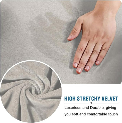 H.VERSAILTEX Wingback Chair Covers Velvet Plush Wing Chair Slipcover 1 Piece High Stretch Wing Back Chair Slipcovers Sofa Cover Furniture Cover with Elastic Bottom, Oatmeal