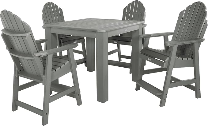 highwood 5 Piece Hamilton Square Counter Height Dining Set, Coastal Teak
