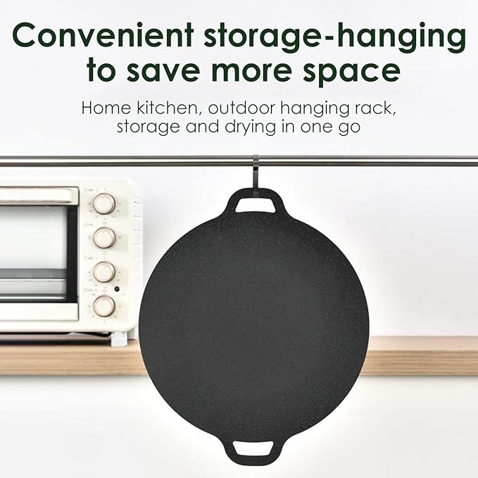 Korean Grill Pan,Round Premium BBQ Grill Pan,Non-stick Griddle Plate for Gas Stove Indoor Outdoor Camping Party(25cm)