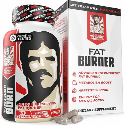 Old School Labs Premium Thermogenic Fat Burner for Men & Women, 120 Caps | Weight Loss Pills for Preserved Lean Muscle & Burn Stubborn Fat, Appetite Suppressant for Weight Loss for Increased Energy