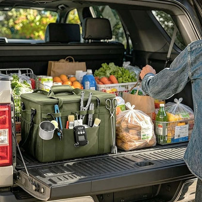 40L Camping Storage Bag Waterproof 600D Foldable Camp Box Organizer Modular Gear Kitchen Carry Case | 40L waterproof 600D camping storage bag with removable dividers. Foldable outdoor gear & kitchen box for trunk organizer