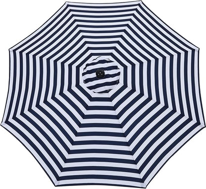 MASTERCANOPY Patio Umbrella 9 ft Replacement Canopy for 8 Ribs-Navy Blue&White Canopy Only