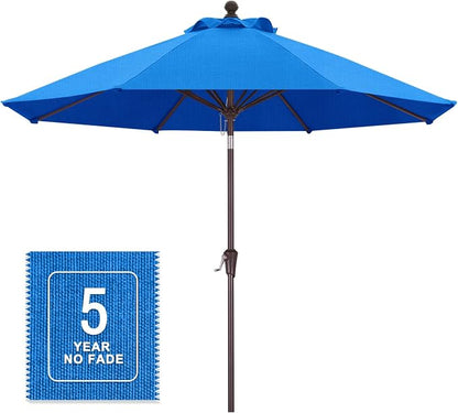 MASTERCANOPY 9ft Olefin 5-Year-Non-Fading Patio Umbrella Sky Blue | UV/Water/Fade-Resistant Canopy, Vented Top, 8 Fiberglass Ribs – Ideal For Deck, Yard, Market