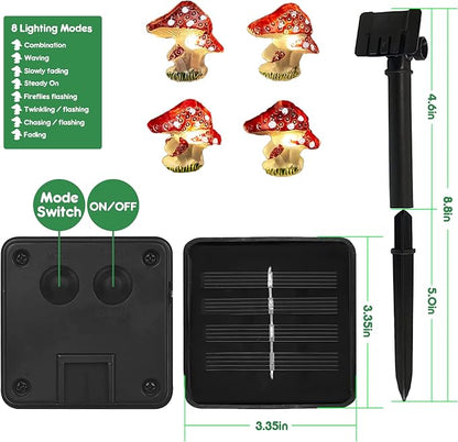 Garden Décor Solar Powered Outdoor String Light Mushroom Lamp Solar Garden Fairy Lights Mushroom Night Lights Gifts Cottage core Décor 14ft 40LEDs Solar Pathway Fence Yard Window Mushroom Decor