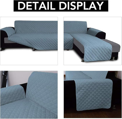 Easy-Going Reversible L-Shape Sectional Couch Cover, Large, Light Blue | Soft Sofa Slipcover For Dogs, Fits Left/Right Chaise Lounge Protector, Water Resistant Mat For Living Room
